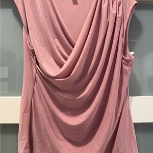 Vince Camuto Cowl Neck Draped Sleeveless Top in Dusty Rose Pink sz Large